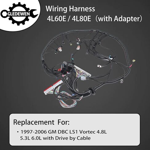 Standalone Wiring Harness, 4L60E DBC, Red/Blue PCM, Compatible with 1997-2006 GM LS1 Vortec Engine 4.8 5.3 6.0 L, LS Swap Engine Harness, Stand Alone Wire Harness, Drive by Cable Throttle Body in Kuwait