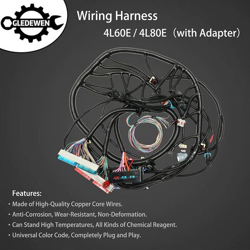 Standalone Wiring Harness, 4L60E DBC, Red/Blue PCM, Compatible with 1997-2006 GM LS1 Vortec Engine 4.8 5.3 6.0 L, LS Swap Engine Harness, Stand Alone Wire Harness, Drive by Cable Throttle Body in Kuwait