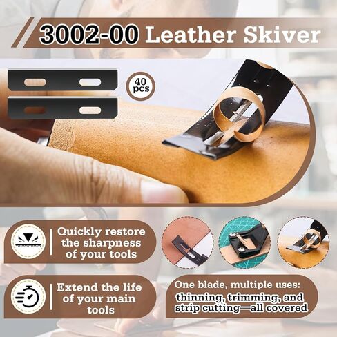 40-Pack 3002-00 Leather Skiver Replacement Blades Compatible with Tandy Leather Models 3025-00 Super Skiver and 3001-00 Safety Beveler in Saudi Arabia