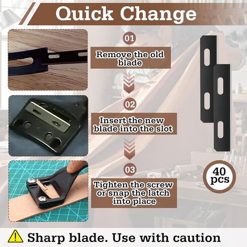 40-Pack 3002-00 Leather Skiver Replacement Blades Compatible with Tandy Leather Models 3025-00 Super Skiver and 3001-00 Safety Beveler in Saudi Arabia