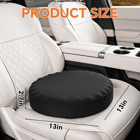 ROYALAY Swivel Seat Cushion for Car for Elderly, 360 Degree Rotating Memory Foam Car Seat Cushion, Portable Turning Disc Chair Assist for Seniors, Non-Slip Round Seat Pad, 13 x 13 x 2.7 Inch in Saudi Arabia