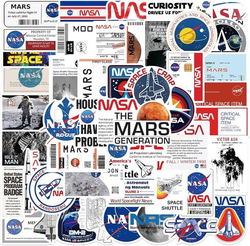 NASA Space Stickers, 50 Pcs Waterproof Vinyl Decals for Water Bottle Laptop, Space Theme Stickers for Kids Teens Boys Girls Students Adults in Saudi Arabia