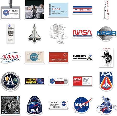 NASA Space Stickers, 50 Pcs Waterproof Vinyl Decals for Water Bottle Laptop, Space Theme Stickers for Kids Teens Boys Girls Students Adults in Saudi Arabia