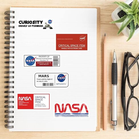 NASA Space Stickers, 50 Pcs Waterproof Vinyl Decals for Water Bottle Laptop, Space Theme Stickers for Kids Teens Boys Girls Students Adults in Saudi Arabia