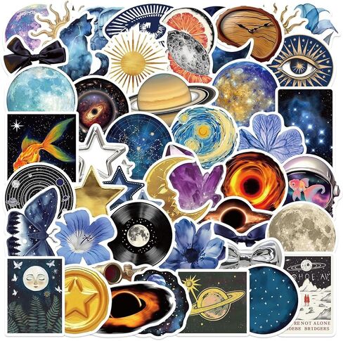NASA Space Stickers, 50 Pcs Waterproof Vinyl Decals for Water Bottle Laptop, Space Theme Stickers for Kids Teens Boys Girls Students Adults in Saudi Arabia