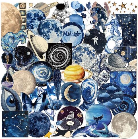 NASA Space Stickers, 50 Pcs Waterproof Vinyl Decals for Water Bottle Laptop, Space Theme Stickers for Kids Teens Boys Girls Students Adults in Saudi Arabia