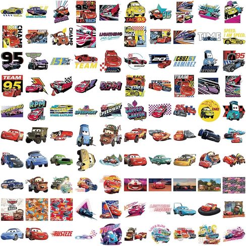 100 Pcs Car Theme Cartoon Stickers, Movies Cute Stickers, Can Be Used to Customize Items Like Phones, Tablets, Water Bottles, Guitars, Suitcases, Scooters, and More Into Your own Unique Possessions. in Saudi Arabia