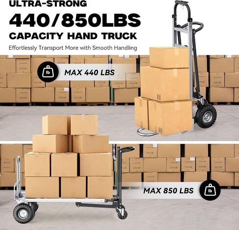 4-in-1 Convertible Dolly Cart with Wheels, 850LBS Aluminum Alloy Heavy Duty Hand Truck Dolly with Non-Slip Handle, Collapsible Cart for Luggages,Cartons,Warehouse,Supermarket,Office, Black in Saudi Arabia