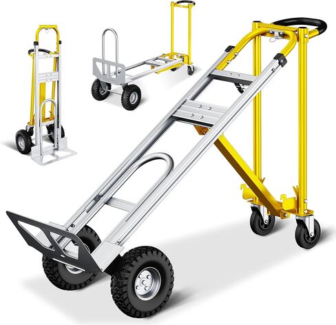 4-in-1 Convertible Dolly Cart with Wheels, 850LBS Aluminum Alloy Heavy Duty Hand Truck Dolly with Non-Slip Handle, Collapsible Cart for Luggages,Cartons,Warehouse,Supermarket,Office, Black in Saudi Arabia