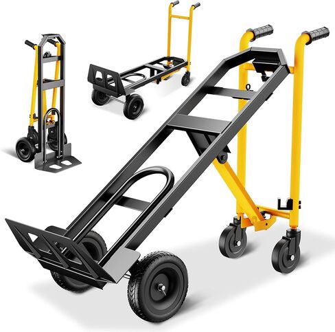 4-in-1 Convertible Dolly Cart with Wheels, 850LBS Aluminum Alloy Heavy Duty Hand Truck Dolly with Non-Slip Handle, Collapsible Cart for Luggages,Cartons,Warehouse,Supermarket,Office, Black in Saudi Arabia
