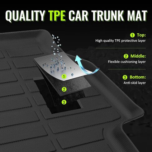 TPE Trunk Cargo Mats Compatible with 2013-2020 Nissan Pathfinder, Fits 2014-2020 Infiniti QX60, Fits 2013 Infiniti JX35, Black,All Weather Interior Rear Trunk Carpet Liner Protector, 1PC in Kuwait