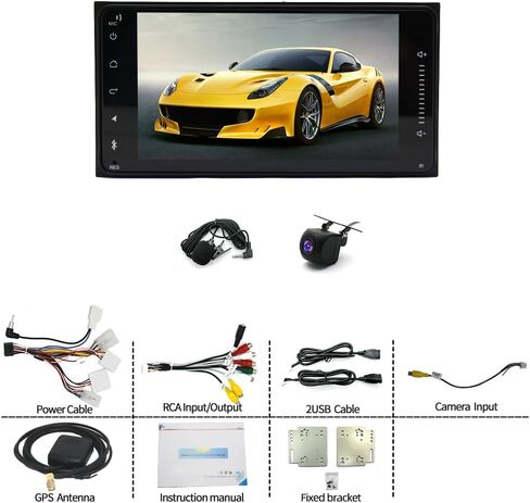 4G+64G Car Stereo for Toyota Highlander 2008-2013 with Wireless CarPlay and Android Auto, 7" Touch Screen Android 14 Double Din Car Radio Head Unit with GPS Bluetooth WiFi FM RDS SWC BT Backup Camera in Saudi Arabia