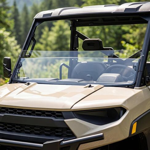 Clear Front Half Windshield for Polaris Ranger XP 1000 / 900 / Crew / Diesel 2017-2025, Durable Hard Coated PC Vented Windscreen Accessory, Scratch-Resistant UV Protection Replaces OEM 2883301, 1PC in Saudi Arabia