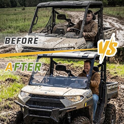 Clear Front Half Windshield for Polaris Ranger XP 1000 / 900 / Crew / Diesel 2017-2025, Durable Hard Coated PC Vented Windscreen Accessory, Scratch-Resistant UV Protection Replaces OEM 2883301, 1PC in Saudi Arabia