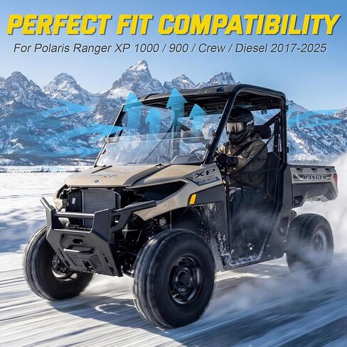 Clear Front Half Windshield for Polaris Ranger XP 1000 / 900 / Crew / Diesel 2017-2025, Durable Hard Coated PC Vented Windscreen Accessory, Scratch-Resistant UV Protection Replaces OEM 2883301, 1PC in Saudi Arabia