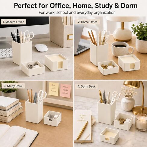minimaliving Aesthetic Silicone Desk Organizer Set of 3,Modern Office Desk Accessories with Pen Holder,Paperclip Tray,Sticky Note Holder,Stylish Functional Office Desk Decor for Back-to-school(Beige) in Saudi Arabia