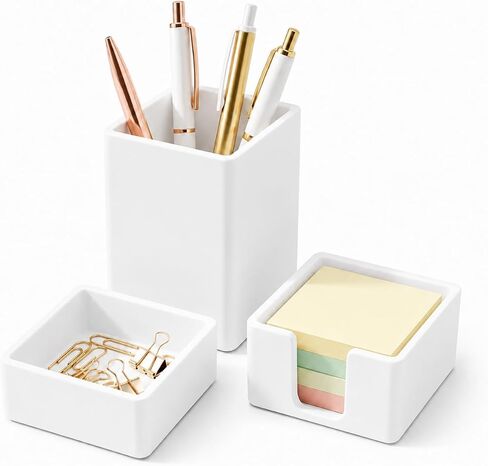 minimaliving Aesthetic Silicone Desk Organizer Set of 3,Modern Office Desk Accessories with Pen Holder,Paperclip Tray,Sticky Note Holder,Stylish Functional Office Desk Decor for Back-to-school(Beige) in Saudi Arabia