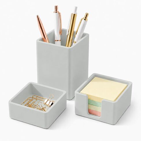 minimaliving Aesthetic Silicone Desk Organizer Set of 3,Modern Office Desk Accessories with Pen Holder,Paperclip Tray,Sticky Note Holder,Stylish Functional Office Desk Decor for Back-to-school(Beige) in Saudi Arabia
