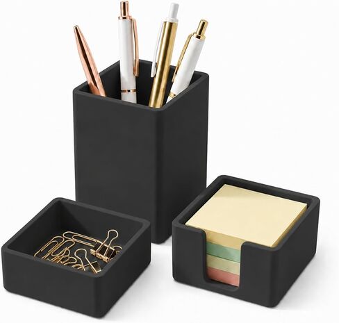 minimaliving Aesthetic Silicone Desk Organizer Set of 3,Modern Office Desk Accessories with Pen Holder,Paperclip Tray,Sticky Note Holder,Stylish Functional Office Desk Decor for Back-to-school(Beige) in Saudi Arabia