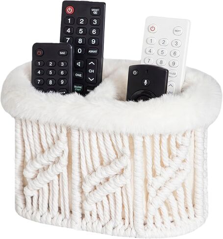 Remote Control Holder, Plush Lined TV Remoter Holder, Nightstand Desk Dresser Table Storage Organizer for TV Remotes, Media Controllers, Eyeglass, Glasses, Office Supplies (Brown, 2 Slots) in Saudi Arabia