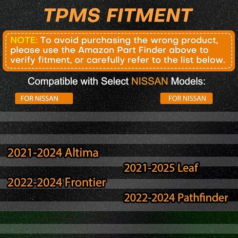 Cheriezing Pre-Programmed Tire Pressure Monitoring Sensor Compatible with Select Nissan Models 2021-2024 Altima, 2022-2024 Frontier, 2021-2025 Leaf, 2022-2024 Pathfinder 433MHz TPMS Sensors Set of 4 in Kuwait