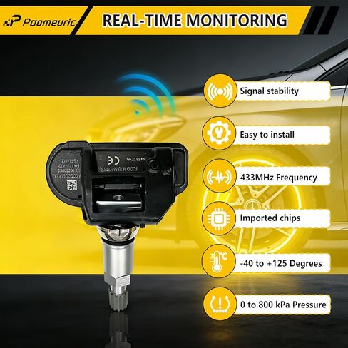 4PCS Tpms Sensors Set of 4 Tire Pressure Sensor 433MHz Compatible for Mercedes-Benz for Smart Tire Pressure Monitoring System Replaces A0009050030 9050030 A0009057200 9057200 in Kuwait