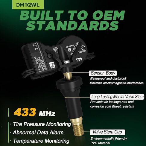TPMS 433MHz Pre-Programmed,Compatible with Jeep Renegade 2015-2024 | Chrysler 200 2011-2017 | Dodge Durango 2016-2024/OE#68193586AC,68252495AA(Set of 4) Tire Pressure Monitoring Sensor in Saudi Arabia