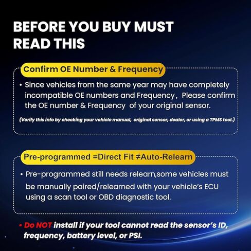 Ford TPMS 315Mhz Pre-Programmed Compatible with F-150 09-14|F-250/350 09-16|Explorer 11-15|Escape 08-19|Edge 11-14|Expedition 11-17|Tire Pressure Monitoring Sensor/OE#DE8T1A180AA (Set of 4) in Kuwait