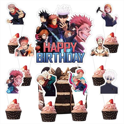 25Pcs Cartoon For Jujutsu Manga Kaisen Cupcake Toppers,Inspired Cupcake For Anime Picks School Wizard Theme Birthday Party Cake Decorations Supplies. in Saudi Arabia
