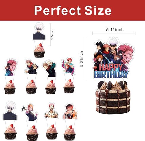 25Pcs Cartoon For Jujutsu Manga Kaisen Cupcake Toppers,Inspired Cupcake For Anime Picks School Wizard Theme Birthday Party Cake Decorations Supplies. in Saudi Arabia