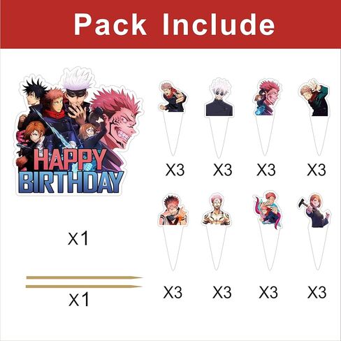 25Pcs Cartoon For Jujutsu Manga Kaisen Cupcake Toppers,Inspired Cupcake For Anime Picks School Wizard Theme Birthday Party Cake Decorations Supplies. in Saudi Arabia