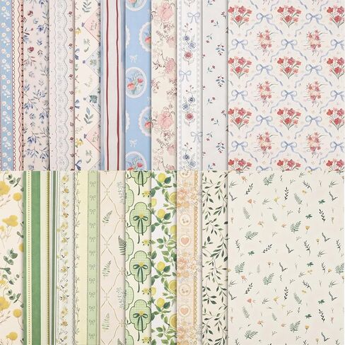 BESARME 60 Sheets Scrapbook Paper, 5.5×8.3in Double Sided Floral Craft Paper for DIY Scrapbook Albums Travel Diaries Greeting Cards Gift Tags Photo Books Decor Origami Crafts in Kuwait