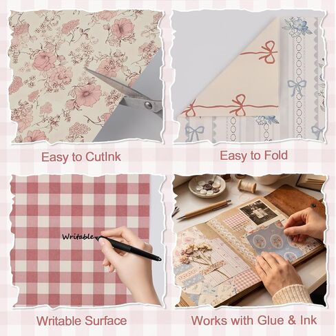 BESARME 60 Sheets Scrapbook Paper, 5.5×8.3in Double Sided Floral Craft Paper for DIY Scrapbook Albums Travel Diaries Greeting Cards Gift Tags Photo Books Decor Origami Crafts in Kuwait