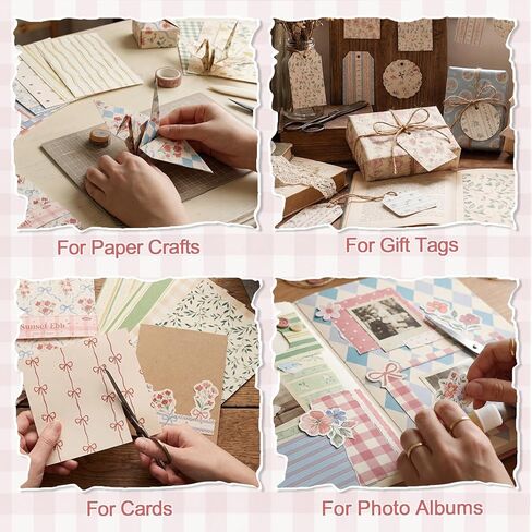 BESARME 60 Sheets Scrapbook Paper, 5.5×8.3in Double Sided Floral Craft Paper for DIY Scrapbook Albums Travel Diaries Greeting Cards Gift Tags Photo Books Decor Origami Crafts in Kuwait