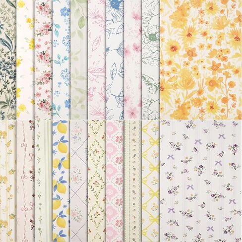 BESARME 60 Sheets Scrapbook Paper, 5.5×8.3in Double Sided Floral Craft Paper for DIY Scrapbook Albums Travel Diaries Greeting Cards Gift Tags Photo Books Decor Origami Crafts in Kuwait