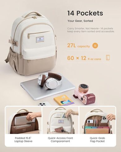 LOVEVOOK Laptop Backpack for Women & Teens with 40oz Cup Buckle, 15.6" Computer Backpack for School, College, Work & Weekend, Gift for Her in Kuwait