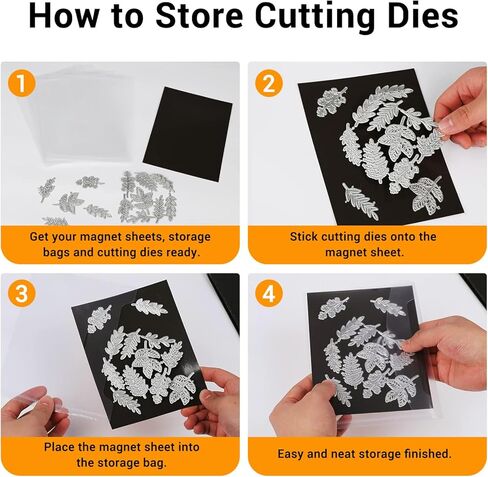 100 Pcs Magnetic Sheets & Storage Bags for Dies & Stamps, Including 50 Magnetic Sheets & 50 Clear Storage Pockets, Die Cut Organizer for Card Making & Scrapbooking in Saudi Arabia