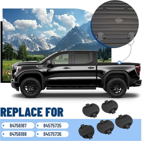 غطاء تثبيت العجلة الخامسة وغطاء منصة وصلة المقطورة مع مسند الذراع متوافق مع 2020-2024 GMC Sierra 1500 2500 3500 HD بديل لـ 84756187 84575735 84756188 84575736 نايلون وبلاستيك - 5 قطع in Kuwait