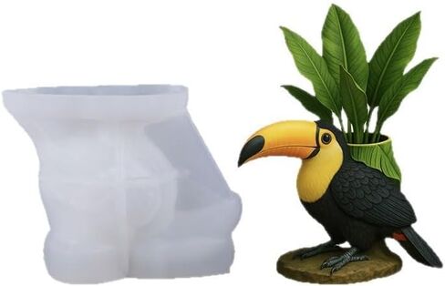 Toucan Silicone Planter Mold - DIY Resin Gypsum Craft, Aromatherapy Candle Holder, Vase Storage Mold for Home Decor in Kuwait