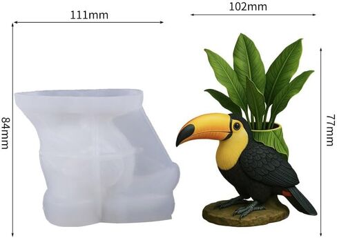 Toucan Silicone Planter Mold - DIY Resin Gypsum Craft, Aromatherapy Candle Holder, Vase Storage Mold for Home Decor in Kuwait