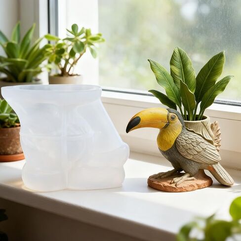Toucan Silicone Planter Mold - DIY Resin Gypsum Craft, Aromatherapy Candle Holder, Vase Storage Mold for Home Decor in Kuwait