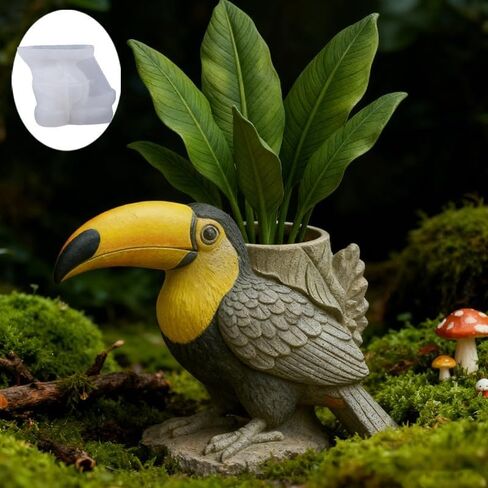 Toucan Silicone Planter Mold - DIY Resin Gypsum Craft, Aromatherapy Candle Holder, Vase Storage Mold for Home Decor in Kuwait