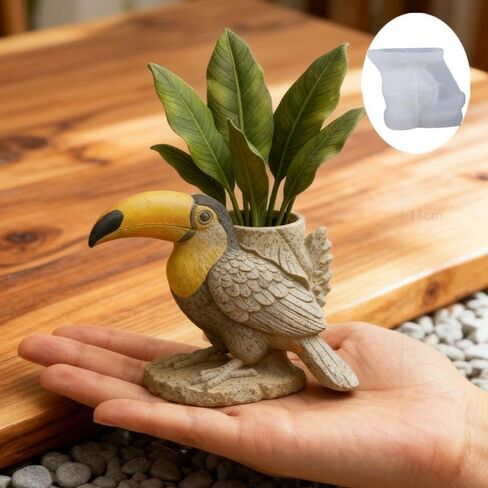 Toucan Silicone Planter Mold - DIY Resin Gypsum Craft, Aromatherapy Candle Holder, Vase Storage Mold for Home Decor in Kuwait