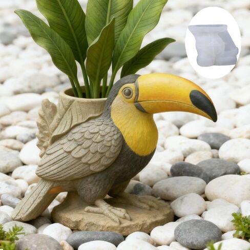 Toucan Silicone Planter Mold - DIY Resin Gypsum Craft, Aromatherapy Candle Holder, Vase Storage Mold for Home Decor in Kuwait