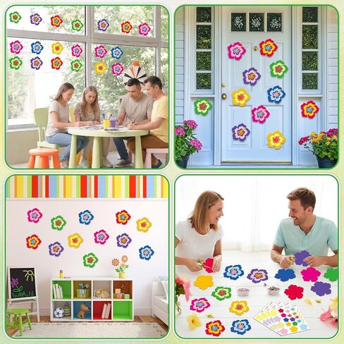 24 Sets Summer Hibiscus Floral Craft Set DIY Hawaiian Luau Hibiscus Paper Crafts Sticker Kit Make Your Own Flower Ornaments for Hawaii Tropical Party Favors Home School Classroom Activities Gifts in Kuwait