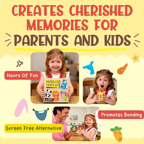 Toylink 12 Pack Arts and Crafts for Kids, Toddler Paper Cup Craft Kit with Cute Cartoon Animal Projects, DIY Gifts Birthday Party Fun Preschool Classroom Activity for Girls & Boys Ages 3-8-12 in Saudi Arabia