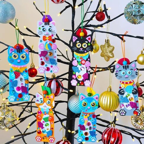 Winlyn 24 مجموعة من زخارف القطط DIY إشارات مرجعية للقطط مجموعات حرفية للأطفال إشارات مرجعية رغوية فارغة مع ملصقات قطط للأطفال وأنشطة الفصول الدراسية التي تحمل عنوان الحيوانات الأليفة ومكافآت القراءة وهدايا الحفلات وتبادل الهدايا in Kuwait
