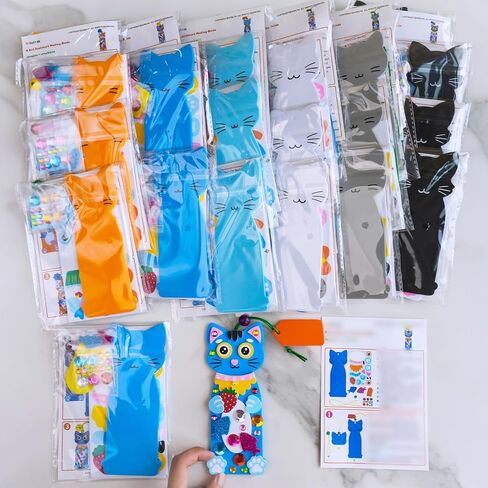 Winlyn 24 مجموعة من زخارف القطط DIY إشارات مرجعية للقطط مجموعات حرفية للأطفال إشارات مرجعية رغوية فارغة مع ملصقات قطط للأطفال وأنشطة الفصول الدراسية التي تحمل عنوان الحيوانات الأليفة ومكافآت القراءة وهدايا الحفلات وتبادل الهدايا in Kuwait