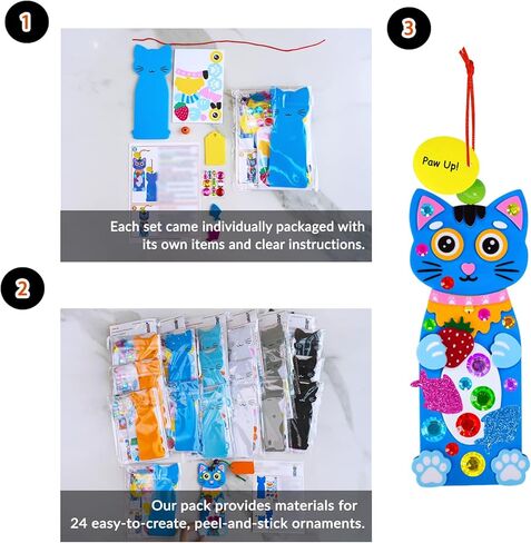 Winlyn 24 مجموعة من زخارف القطط DIY إشارات مرجعية للقطط مجموعات حرفية للأطفال إشارات مرجعية رغوية فارغة مع ملصقات قطط للأطفال وأنشطة الفصول الدراسية التي تحمل عنوان الحيوانات الأليفة ومكافآت القراءة وهدايا الحفلات وتبادل الهدايا in Kuwait