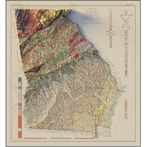 Muir Way Georgia 1939 Shaded Relief Map - Flat 2D Paper Print - Shaded 3D Illusion - Gallery Quality Fine Art Paper & Inks - 100% Cotton & Acid-Free - Made in USA - 22" x 24" 2D Print - No Frame in Saudi Arabia